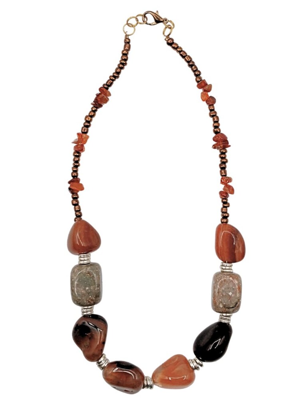 Whilowe Designs Vintage Carnelian Agate Ocean Jasper & Venetian Glass Necklace